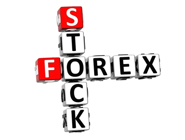 白い背景の上の 3 d クロスワード証券外国為替 — ストック写真