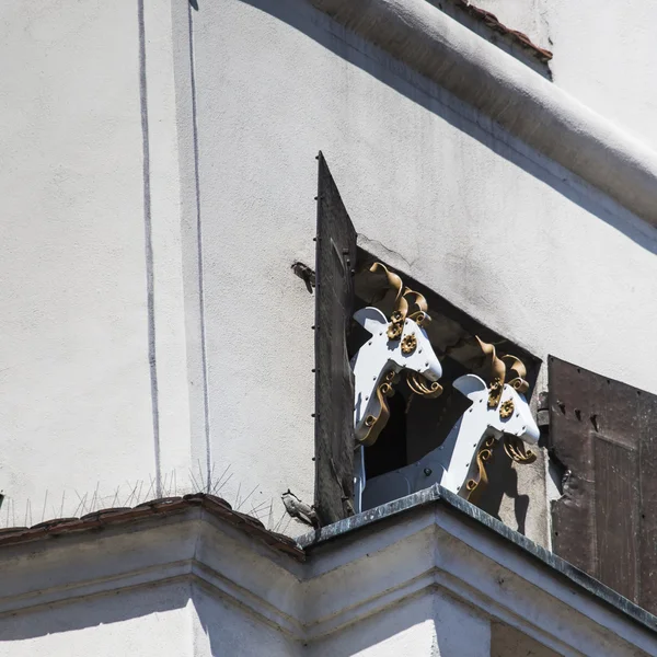 Zmechanizowany kozy, które tyłek głowy codziennie w południe. Poznań, Pola — Zdjęcie stockowe