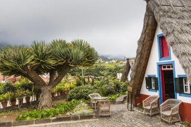 geleneksel kırsal ev santana Madeira, Portekiz.