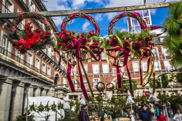Mercado de Natal famoso em Madrid, Espanha . — Fotografia de Stock