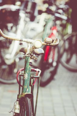 Klasik vintage retro şehir bisiklet, Kopenhag, Danimarka
