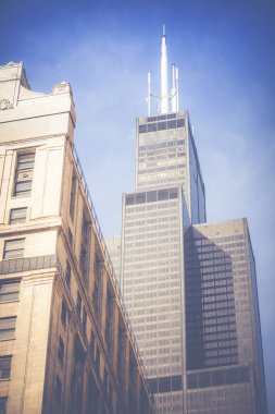 Vintage Chicago manzarası havadan görünümü 