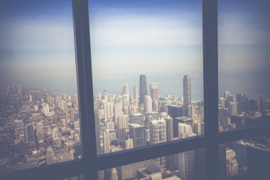 Vintage Chicago manzarası havadan görünümü 
