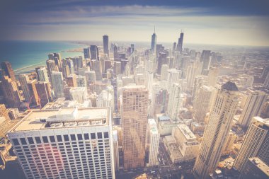 Vintage Chicago manzarası havadan görünümü 