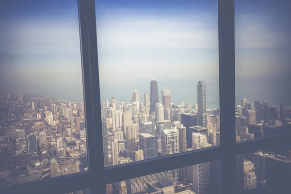 Vintage Chicago manzarası havadan görünümü — Stok fotoğraf