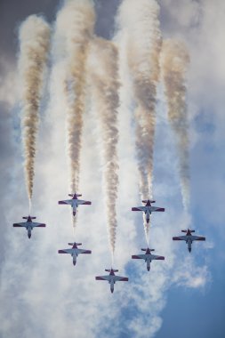 Radom, Polonya - 23 Ağustos: Akrobasi grubu oluşumu 