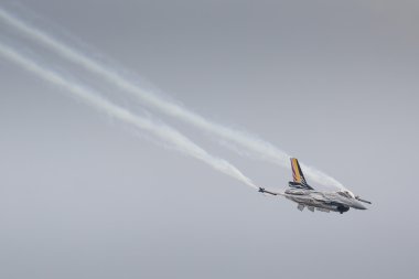 RADOM, POLAND - AUGUST 23: Belgian Air Force F-16 makes its show