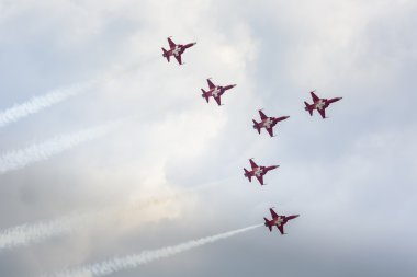 RADOM, POLAND - AUGUST 22: Patrouille Suisse (Switzerland) aerob