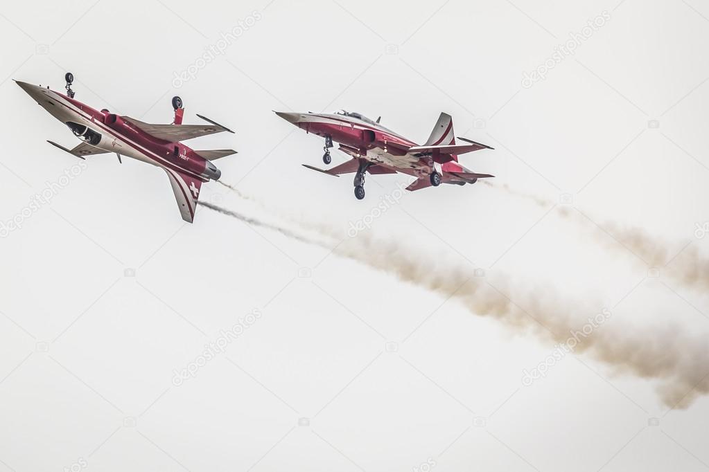 RADOM, POLAND AUGUST 22: Patrouille Suisse (Switzerland Radom Poland August 22 Patrouille Suisse Aerobatic Display
