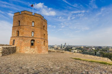 Vilnius, Litvanya. Vilnius şehir manzaralı. Vilnius, Gedimin Kulesi