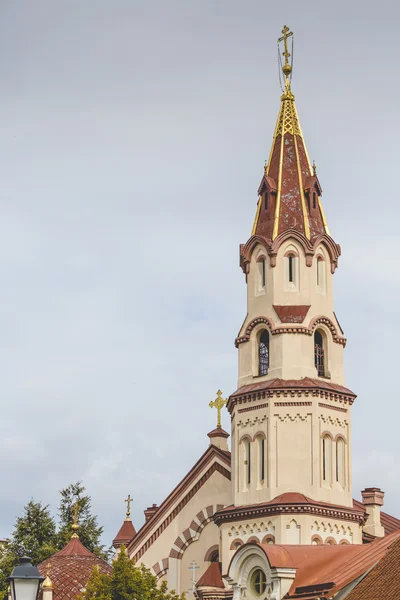 Купола Знаменского храма Божией Матери, православной церкви среди — стоковое фото