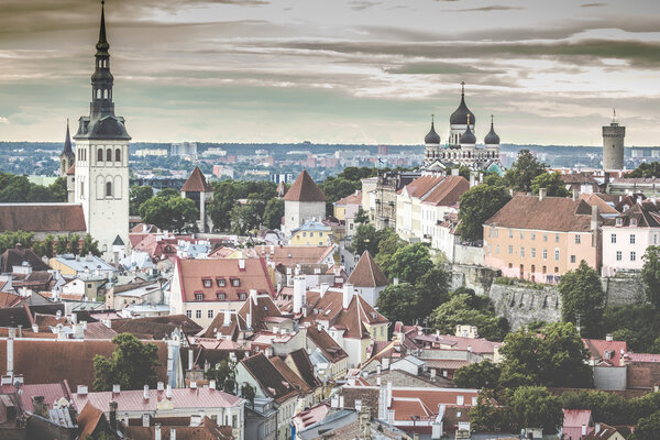 Skyline of Tallinn, Estonia at the old city.