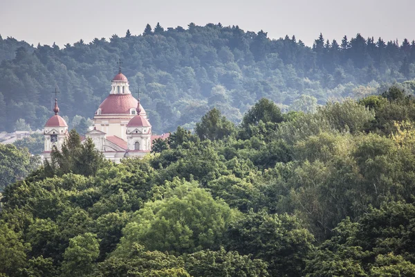 Vista aérea de la iglesia de San Pedro y San Pablo, Vilna, Lituania — Foto de Stock