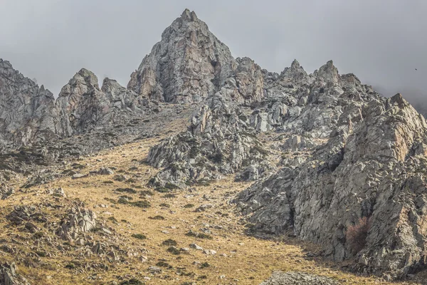 O panorama da paisagem montanhosa do desfiladeiro de Ala-Archa na soma — Fotografia de Stock