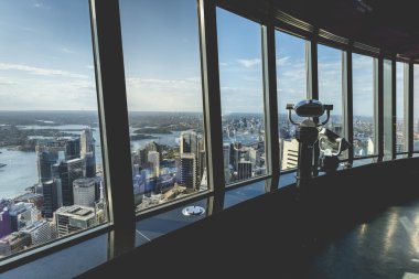 Sydney Avustralya'da Sydney Tower havadan görünümü