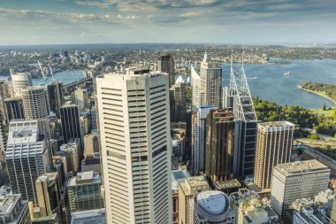 Sydney Avustralya'da Sydney Tower havadan görünümü