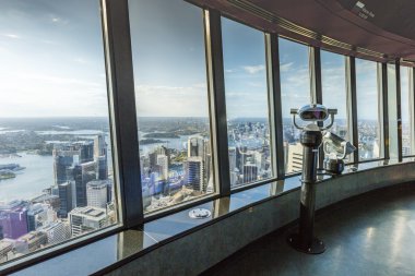 Sydney Avustralya'da Sydney Tower havadan görünümü