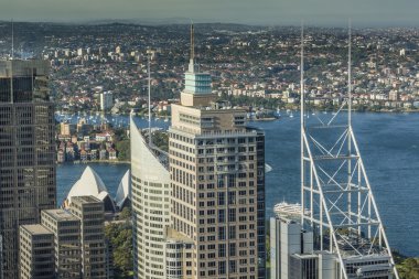 Sydney Avustralya'da Sydney Tower havadan görünümü