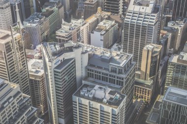 Sydney Avustralya'da Sydney Tower havadan görünümü