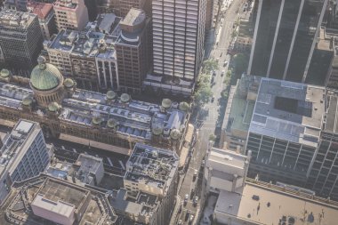 Sydney Avustralya'da Sydney Tower havadan görünümü