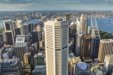 Sydney Avustralya'da Sydney Tower havadan görünümü