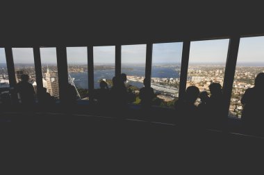 Sydney Avustralya'da Sydney Tower havadan görünümü