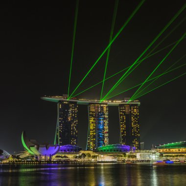 Marina Bay Sands, Singapur 05 Kasım 2015: Güzel lazer s