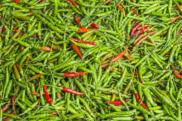 Green chili peppers, closeup view — Stock Photo, Image