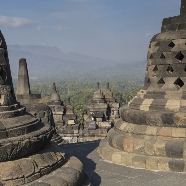 Borobudur tempel complex op het eiland Java in Indonesië in t — Stockfoto