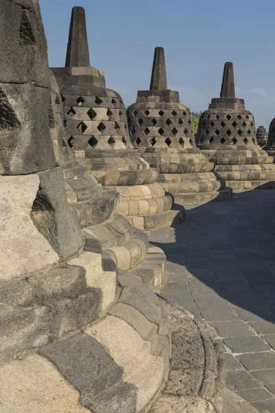 Borobudur tempel complex op het eiland Java in Indonesië in t — Stockfoto