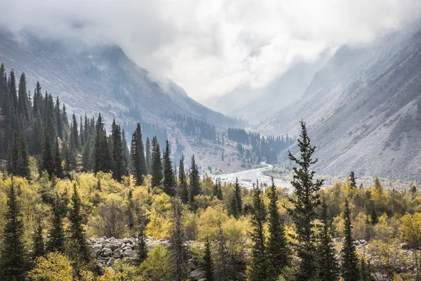 El panorama del paisaje montañoso de la garganta de Ala-Archa en la suma — Foto de Stock