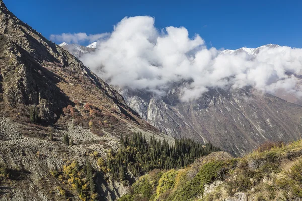 El panorama del paisaje montañoso de la garganta de Ala-Archa en la suma — Foto de Stock