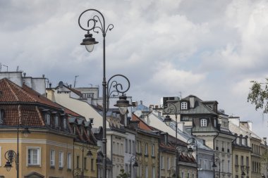 Eski şehir, Varşova, Polonya. Kraliyet Sarayı ve Sigismund'ın Col