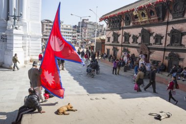 Katmandu, Nepal - 10 Şubat 2015: En ünlü Durbar kare o