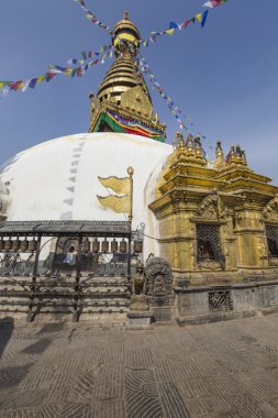 Stupa in Swayambhunath Maymun Tapınağı Katmandu, Nepal.