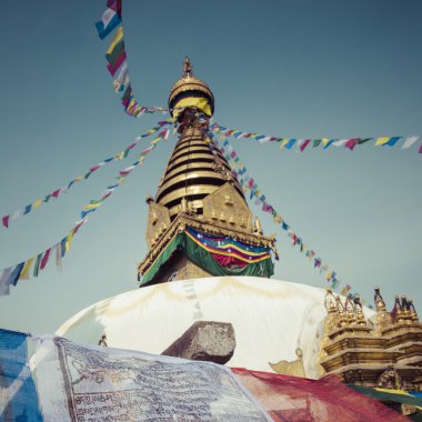 Stupa in Swayambhunath Maymun Tapınağı Katmandu, Nepal.