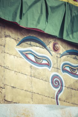Stupa in Swayambhunath Maymun Tapınağı Katmandu, Nepal.