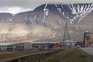 Longyearbyen, Svalbard, Norveç üzerinden görünüm