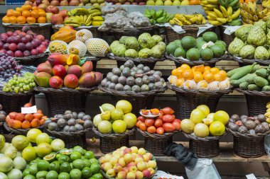 Egzotik meyve Mercado Dos Lavradores.Madeira Island, Po