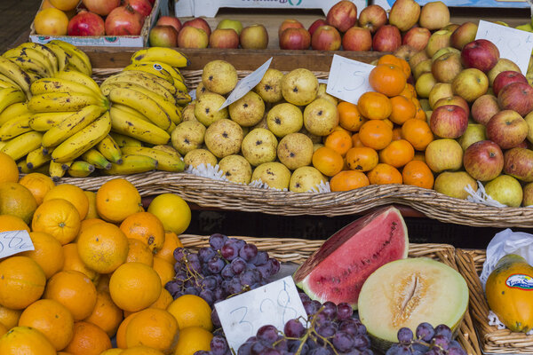 Fresh exotic fruits in Mercado Dos Lavradores.Madeira Island, Po