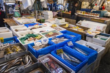 Tokyo - 11 Mayıs: Alışveriş ziyaret Tsukiji Balık pazarı 20 Mayıs 11,