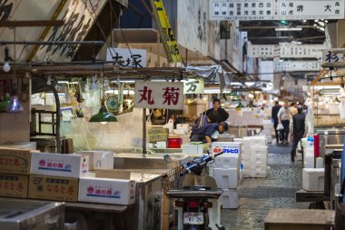 Tokyo - 11 Mayıs: Alışveriş ziyaret Tsukiji Balık pazarı 20 Mayıs 11,