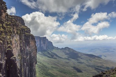 Trail down from the plateau Roraima passes under a falls - Venez clipart