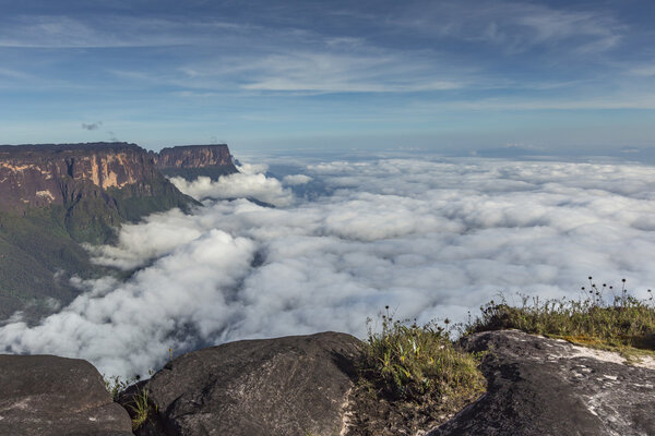 View from the Roraima tepui on Kukenan tepui at the mist - Venez