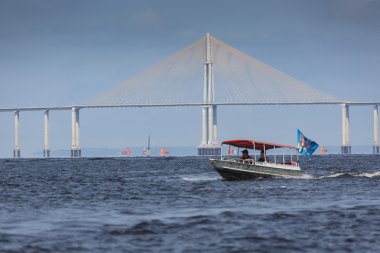 MANAUS, BRAZIL, OCTOBER 17:The Manaus Iranduba Bridge (called Po clipart