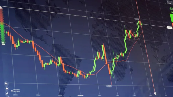 Forex Chart Zeigt Die Handelsbedingungen Auf Blauem Hintergrund lizenzfreie Stockbilder