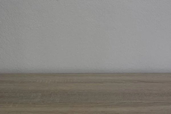 Biała Ściana Drewniane Tło Podłogowe Miejscem Kopiowania Makiet — Zdjęcie stockowe