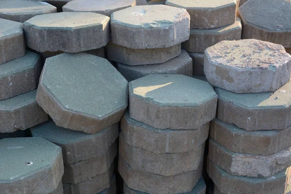 Stack Hexagonal Concrete Paving Morning Sunshine — Stock Photo, Image