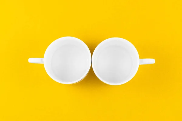 Empty White Coffee Cup Isolated Yellow Background — Foto Stock