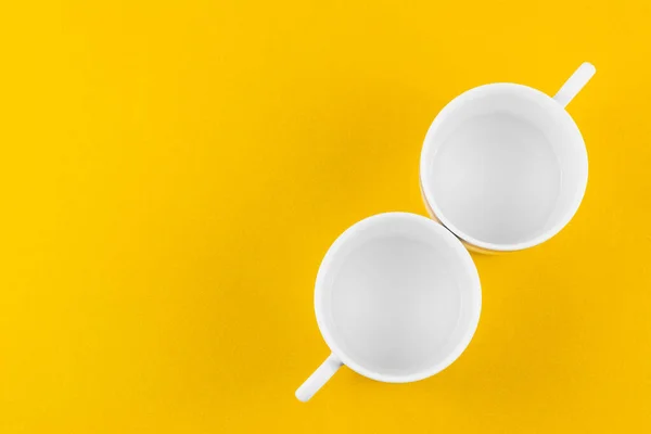 Empty White Coffee Cup Isolated Yellow Background —  Fotos de Stock